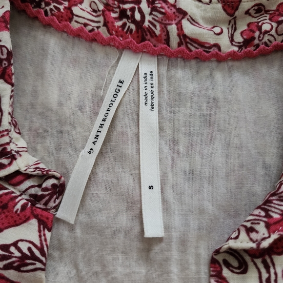 Anthropologie Georgina floral maroon cream dress flowy midi womens small - Picture 7 of 14